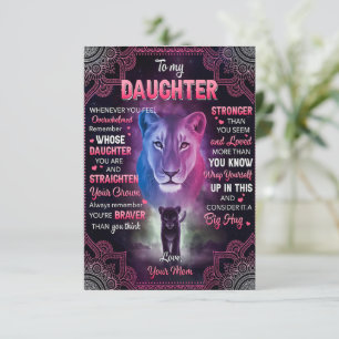 Whenever U Feel Overwhelmed Lion Mum To Daughter Thank You Card