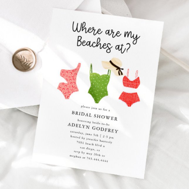 Where Are My Beaches At Bridal Shower Invitation (Creator Uploaded)