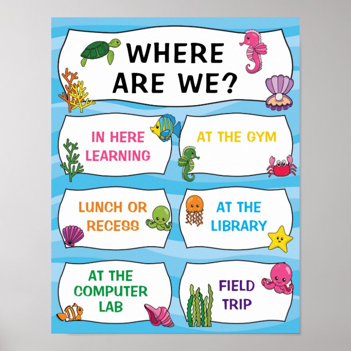 Where Are We Classroom Sign In Under The Sea Theme Zazzle