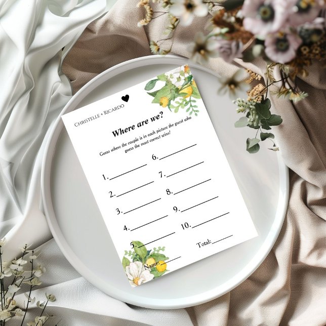 Where are we lemonTheme game bridal shower game Invitation (Creator Uploaded)
