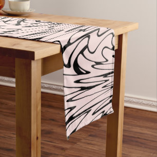 Where Art Meets Thought Black and Pink  Long Table Runner