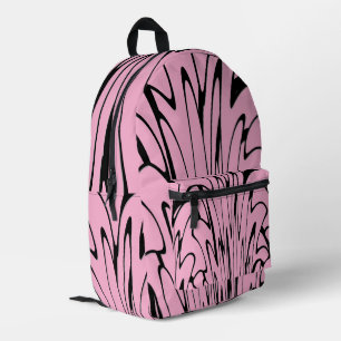 Where Art Meets Thought Black and Pink Printed Backpack