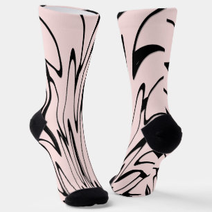 Where Art Meets Thought Black and Pink  Socks
