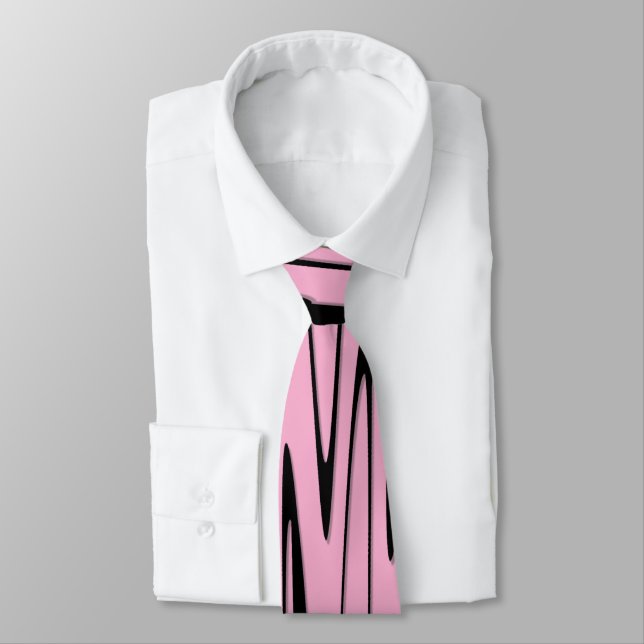 Where Art Meets Thought Black and Pink  Tie (Tied)
