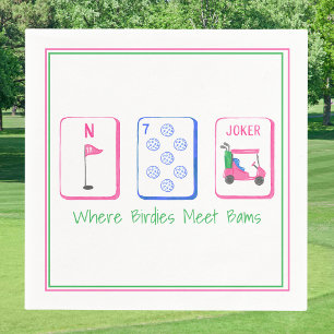 Where Birdies Meet Bams / Golf Mahjong Party Napkin
