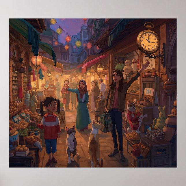 Where Cats Wander and Lanterns Glow Poster (Front)