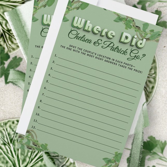 Where Did They Go Greenery Bridal Guessing Game  (Creator Uploaded)