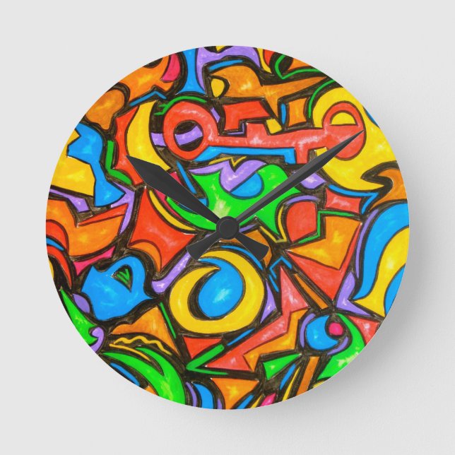 Where Did You Hide The Candy?-Abstract Art Round Clock (Front)