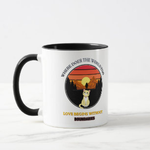 Where Does The World End Cute Cat Retro Sunset T Mug