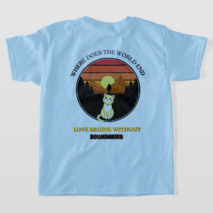 Where Does The World End Cute Cat Retro Sunset T T-Shirt