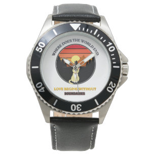 Where Does The World End Cute Cat Retro Sunset T Watch