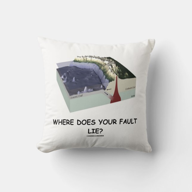 Where Does Your Fault Lie? Geology Humour Cushion (Front)