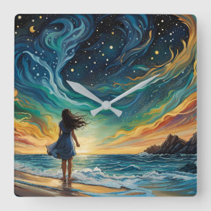 Where Dreams Go Square Wall Clock