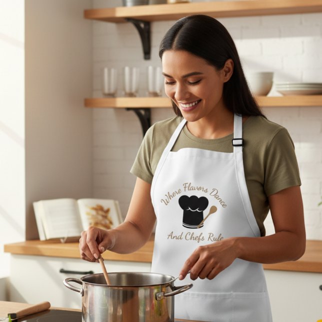 Where Flavours Dance And Chefs Rule | Fun Chef's Standard Apron (Creator Uploaded)
