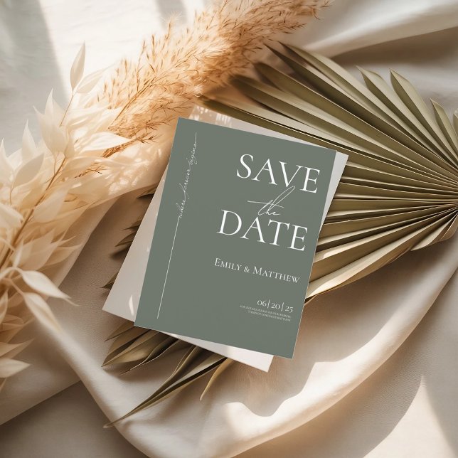 Where Forever Begins Sage Save The Date Announcement Postcard (Creator Uploaded)