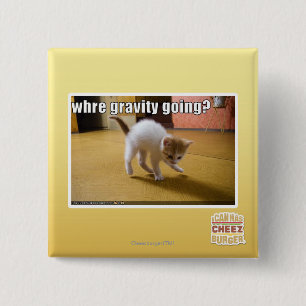 Where gravity going? 15 cm square badge
