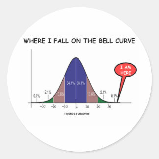 Where I Fall On The Bell Curve I Am Here Classic Round Sticker