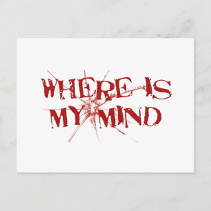 Where Is My Mind - Cracked Glass Red Messy Letters Postcard