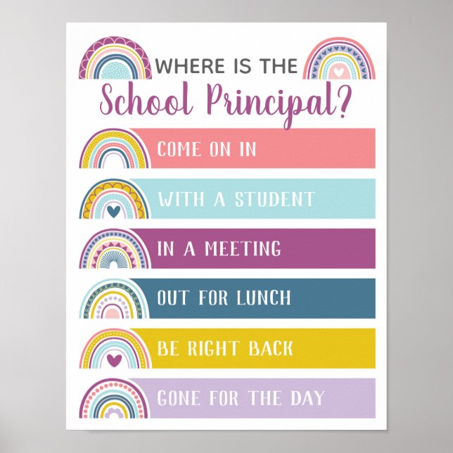 Where is School Principal Office Door Sign Rainbow (Front)
