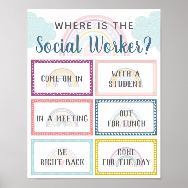 Where is Social Worker Office Door Sign Rainbow (Front)