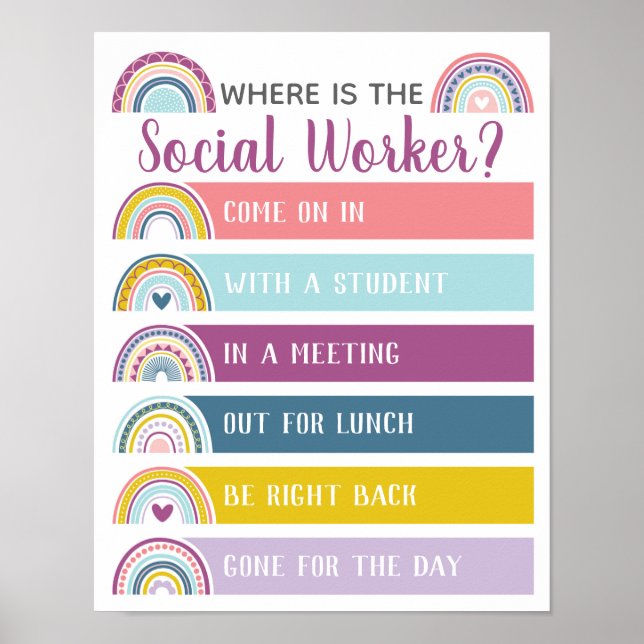 Where is Social Worker Office Door Sign Rainbow (Front)