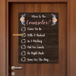 Where is the Counsellor Office Door Sign