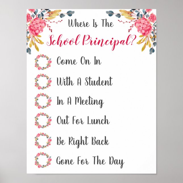 Where is the Principal Office Door Sign (Front)