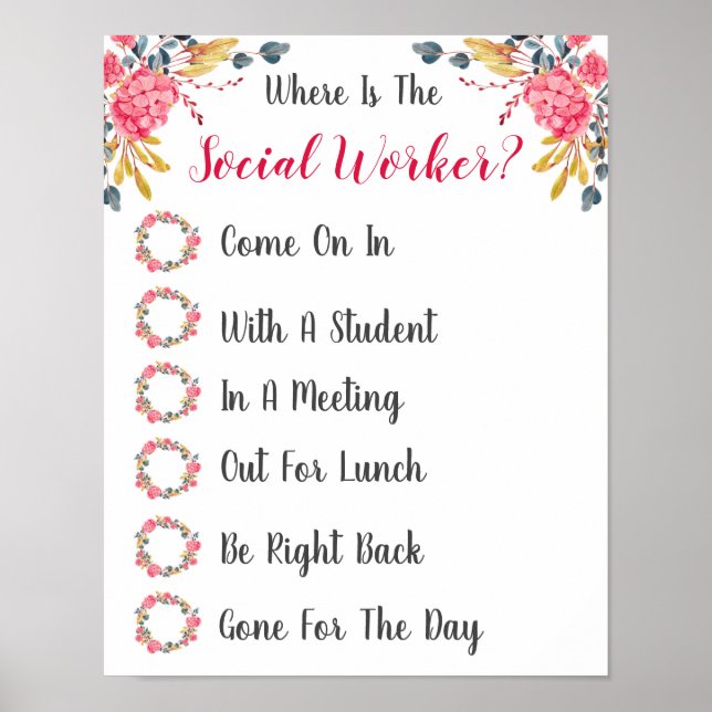 Where is the Social Worker Office Door Sign (Front)