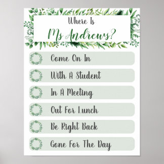 Where is the Teacher Office Door Sign