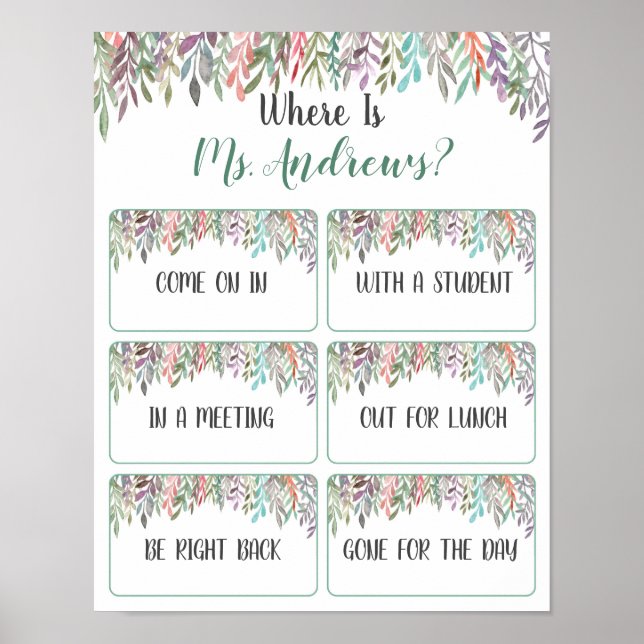 Where is the Teacher Office Door Sign (Front)