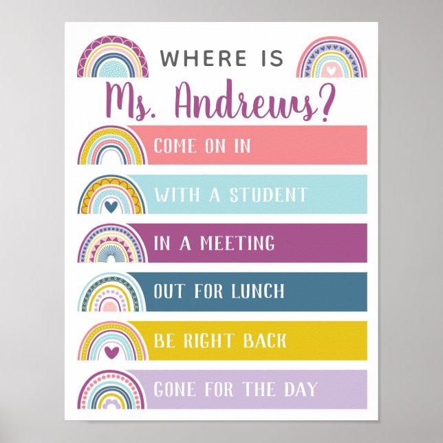 Where is the Teacher Office Door Sign Rainbow (Front)