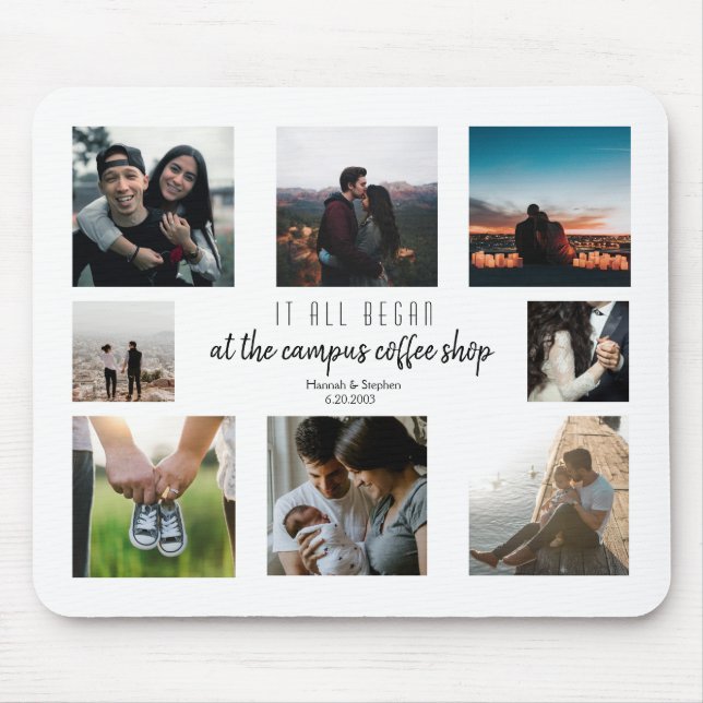 Where it All Began Love Story Photo Collage Mouse Pad (Front)