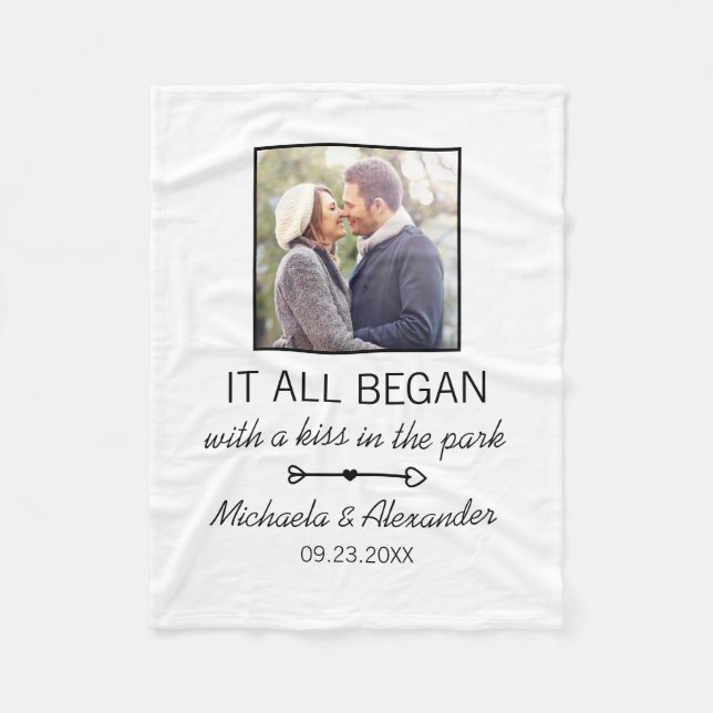 Where It All Began Personalised Couples Photo Fleece Blanket (Front)