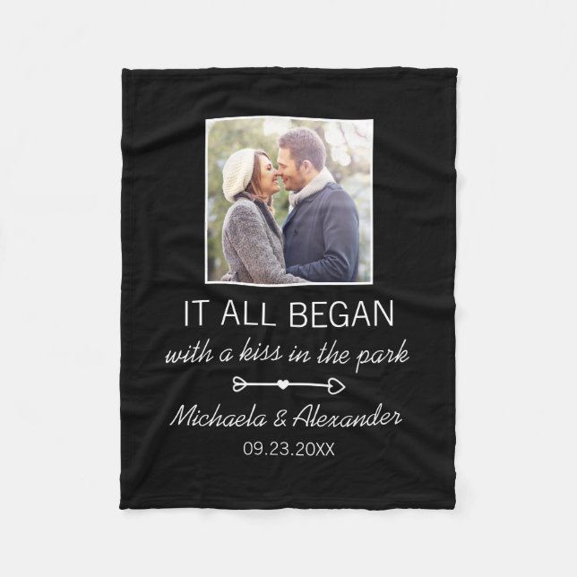Where It All Began Personalised Couples Photo Fleece Blanket (Front)