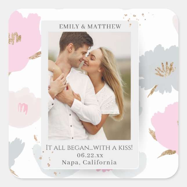 Where It All Began Romantic Couples Personalised Square Sticker (Front)