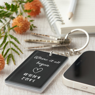 where it all begun, cute couples location gift key ring
