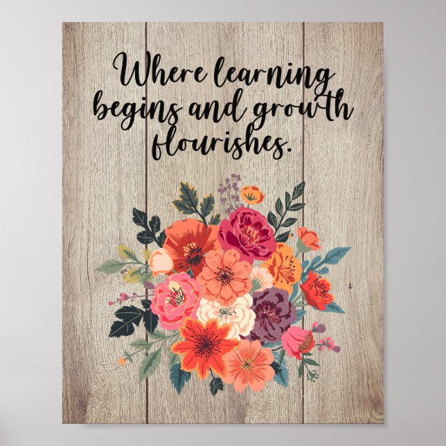 Where Learning Begins Growth Flourishes Design Poster (Front)