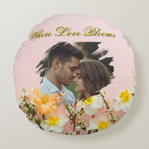 Where Love Blooms Round Pillow Spring Romance