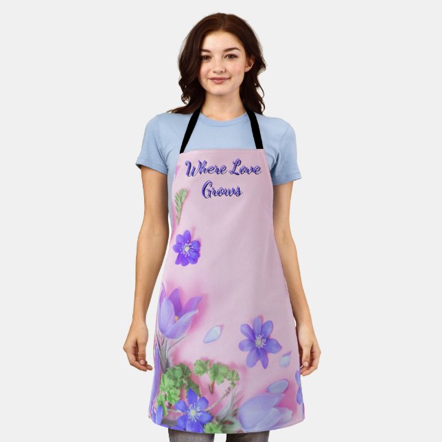 Where Love Grows Apron | Floral Kitchen Apron (Worn)