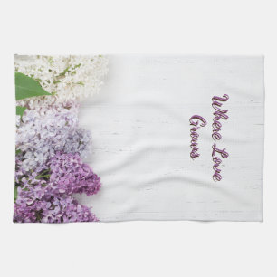 Where Love Grows Kitchen Towel Lilac Spring Tea