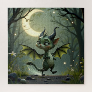 Where moonbeams dance, little mischief awakens. jigsaw puzzle
