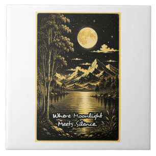 Where Moonlight Meets Silence Serene Nightscape Ceramic Tile