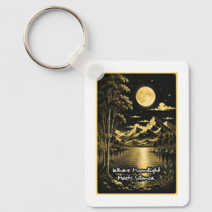 Where Moonlight Meets Silence Serene Nightscape Key Ring