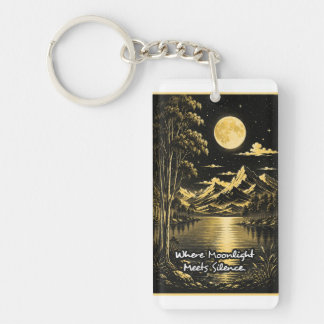 Where Moonlight Meets Silence Serene Nightscape Key Ring