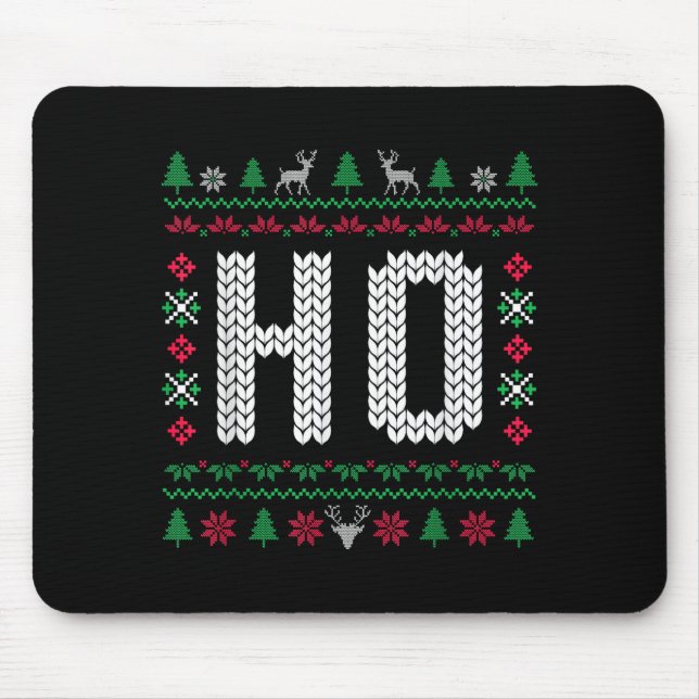 Where My Ho's At Ho Matching Couple Ugly Christmas Mouse Pad (Front)