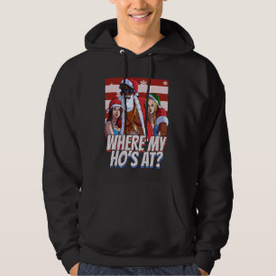 Where My Ho's At Pimp Christmas Santa Black Claus Hoodie
