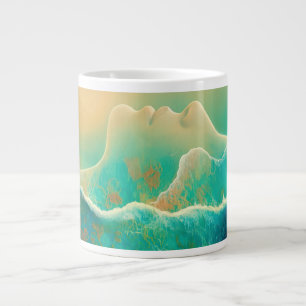 "Where Ocean Becomes Memory" - Blue Green Large Coffee Mug
