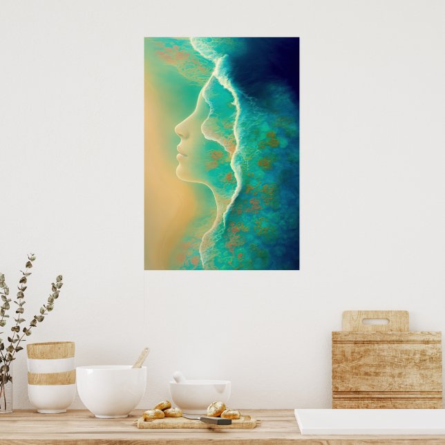 "Where Ocean Becomes Memory"  - Blue Green   Poster (Kitchen)