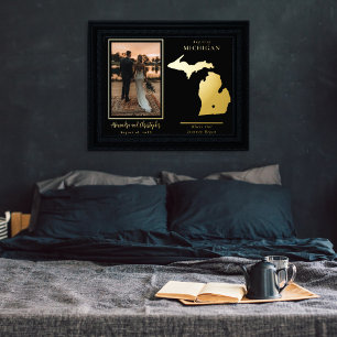 Where Our Journey Began Michigan Wedding Photo Foil Prints