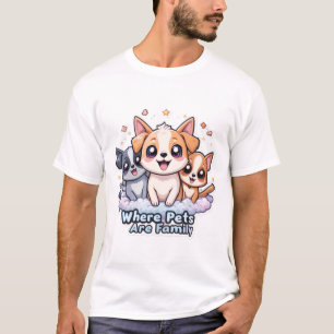 Where Pets Are Family Cute Dog Lover T-Shirt